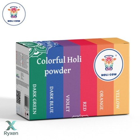 Kolorowy proszek Holi zestaw 6x100g Holi Cow 27335 HOLI COW