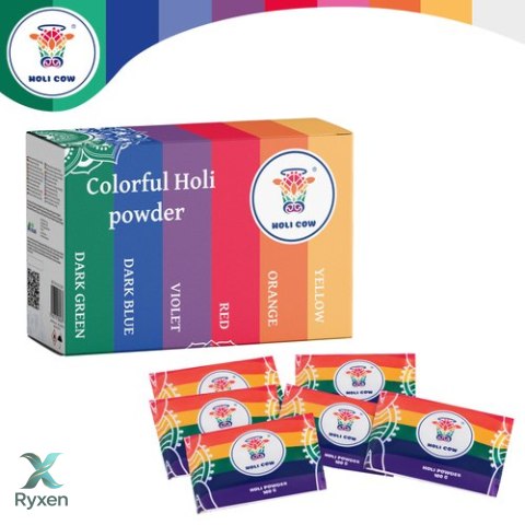 Kolorowy proszek Holi zestaw 6x100g Holi Cow 27335 HOLI COW
