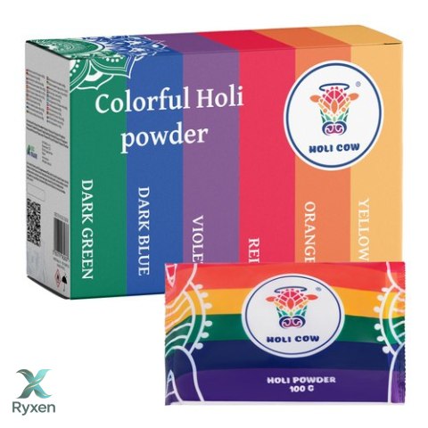 Kolorowy proszek Holi zestaw 6x100g Holi Cow 27335 HOLI COW
