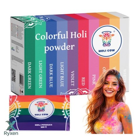 Kolorowy proszek Holi zestaw10x100g Holi Cow 27334 HOLI COW