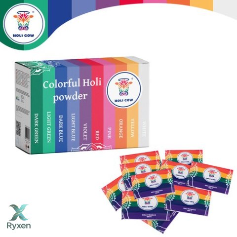 Kolorowy proszek Holi zestaw10x100g Holi Cow 27334 HOLI COW