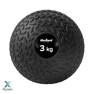 Mała piłka lekarska do ćwiczeń rehabilitacyjna Slam Ball 23cm 3kg, REBEL ACTIVE Rebel