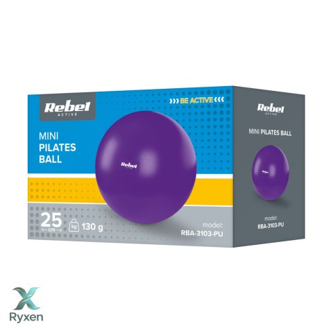 Mini piłka gimnastyczna do pilates rehabilitacyjna 25cm, kolor fioletowy, REBEL ACTIVE Rebel