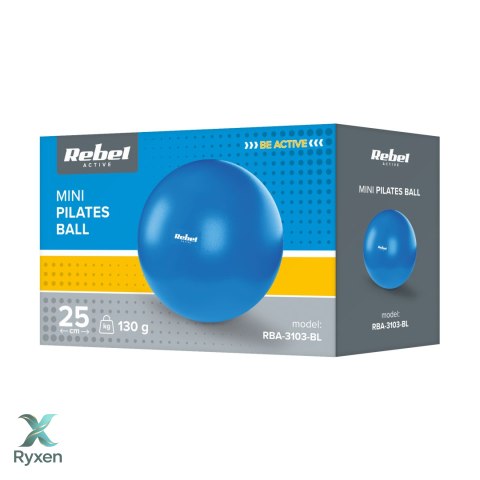 Mini piłka gimnastyczna do pilates rehabilitacyjna 25cm, kolor niebieski , REBEL ACTIVE Rebel
