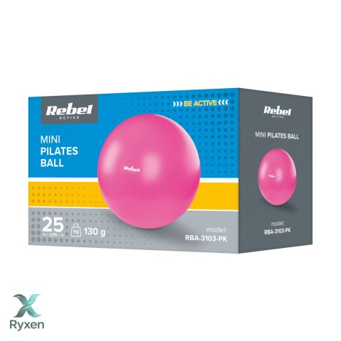 Mini piłka gimnastyczna do pilates rehabilitacyjna 25cm, kolor różowy, REBEL ACTIVE Rebel
