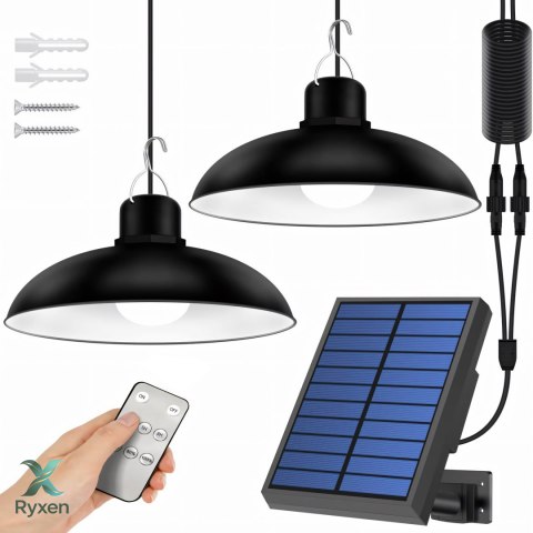 Podwójna lampa solarna żyrandol led wisząca ogrodowa zewnętrzna pilot RTO