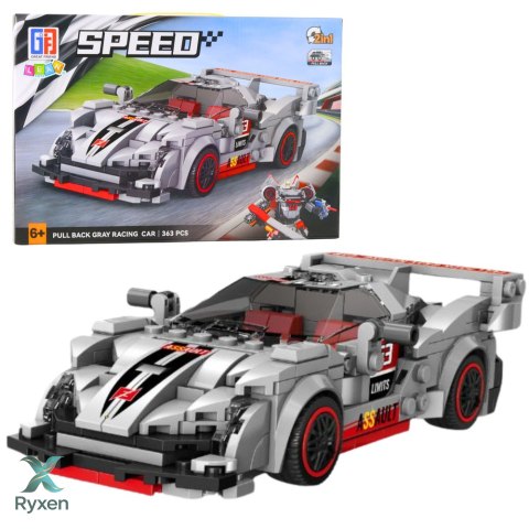 Klocki Konstrukcyjne Auto Sportowe Robot 2w1 Szary 363 el. LEAN TOYS