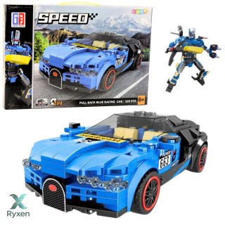 Klocki Konstrukcyjne Robot Auto 2w1 Hurricane Niebieski 328 el. LEAN TOYS