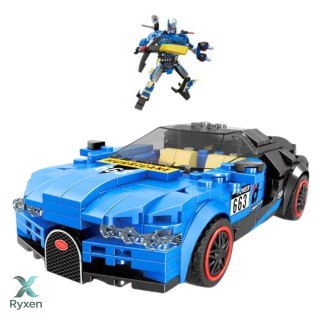 Klocki Konstrukcyjne Robot Auto 2w1 Hurricane Niebieski 328 el. LEAN TOYS