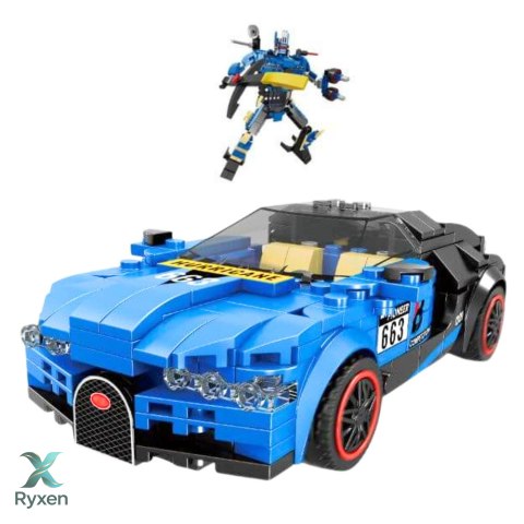 Klocki Konstrukcyjne Robot Auto 2w1 Hurricane Niebieski 328 el. LEAN TOYS