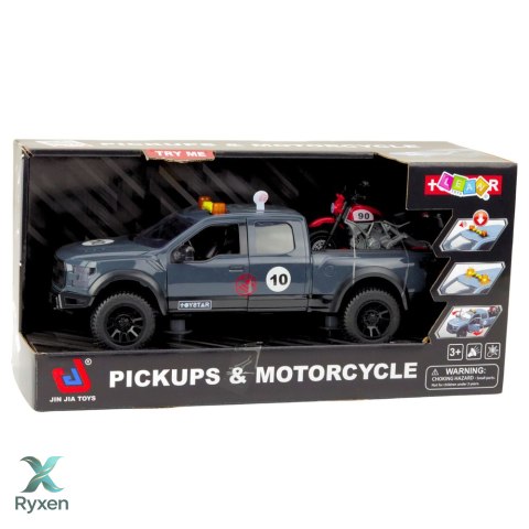 Samochód Pickup Z Motorem Światła Dźwięki Szary 1:12 LEAN TOYS
