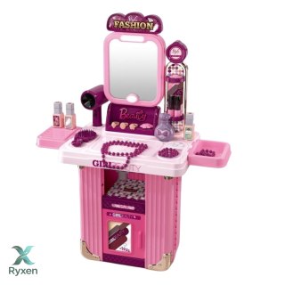 Toaletka Zestaw Do Makijażu W Walizce Akcesoria 2w1 Różowa LEAN TOYS