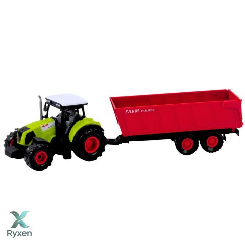 Zestaw Ciężarówka Traktor Z Przyczepą Światła Dźwięki Czerwona LEAN TOYS