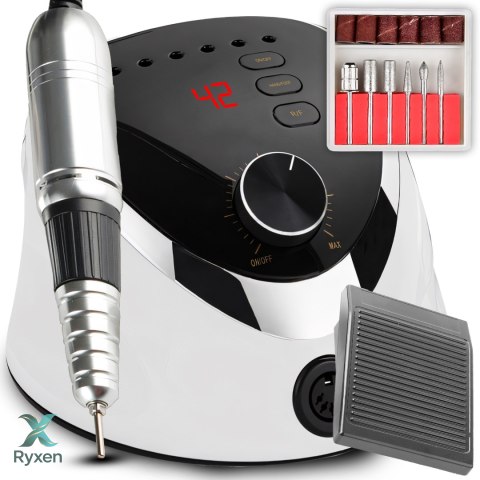 Frezarka do paznokci manicure pedicure hybrydy żele 65w + 6x frezy zestaw RTO
