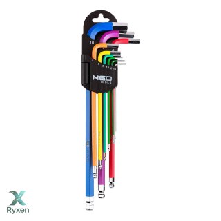 Klucze sześciokątne 1.5-10 mm, zestaw 9 szt. NEO TOOLS