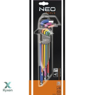 Klucze sześciokątne 1.5-10 mm, zestaw 9 szt. NEO TOOLS
