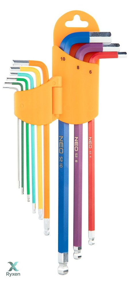 Klucze sześciokątne 1.5-10 mm, zestaw 9 szt. NEO TOOLS