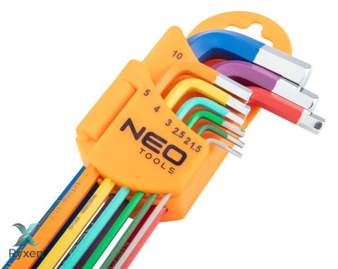 Klucze sześciokątne 1.5-10 mm, zestaw 9 szt. NEO TOOLS