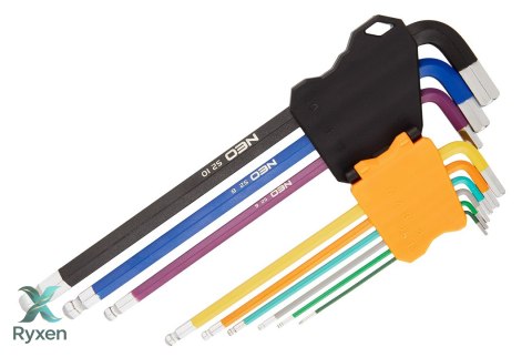 Klucze sześciokątne 1.5-10 mm, zestaw 9 szt. NEO TOOLS
