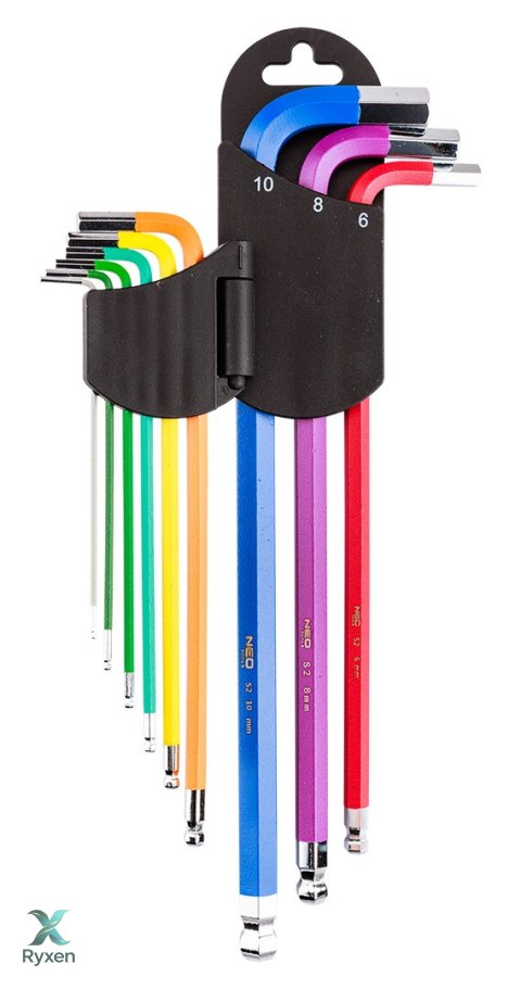 Klucze sześciokątne 1.5-10 mm, zestaw 9 szt. NEO TOOLS