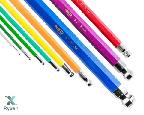 Klucze sześciokątne 1.5-10 mm, zestaw 9 szt. NEO TOOLS