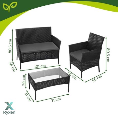 Meble ogrodowe rattanowe czarne Gardlov 26908 GARDLOV