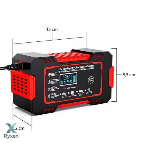 Prostownik automatyczny samochodowy funkcja naprawy inteligentny 12v lcd - er1084 RTO