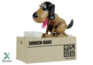 Skarbonka Pies Zjadający Monety Ciemny Brąz Łatki LEAN TOYS