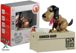 Skarbonka Pies Zjadający Monety Ciemny Brąz Łatki LEAN TOYS