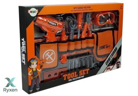 Zestaw Majsterkowicza Pas Narzędzia Wiertarka Śrubki Kleszcze Młotek LEAN TOYS