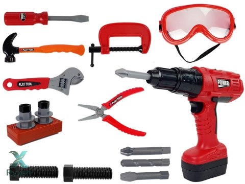 Zestaw Narzędzi Dla Majsterkowicza Skrzynka Wiertarka Młotek LEAN TOYS