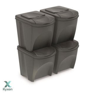 Zestaw koszy do segregacji Sortibox 4x25L szary Prosperplast