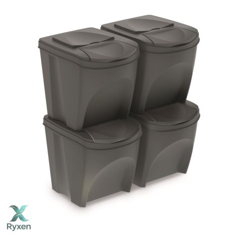 Zestaw koszy do segregacji Sortibox 4x25L szary Prosperplast