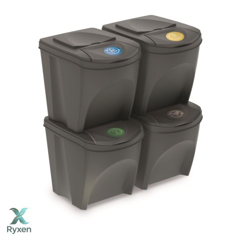 Zestaw koszy do segregacji Sortibox 4x25L szary Prosperplast