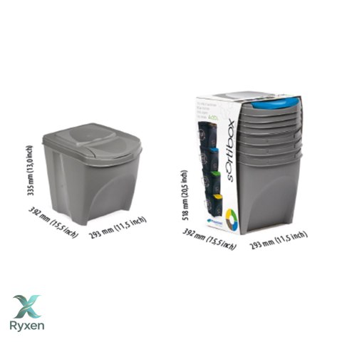 Zestaw koszy do segregacji Sortibox 4x25L szary Prosperplast