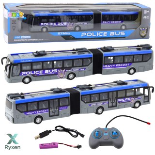 Autobus Policyjny Przegubowy Zdalnie Sterowany RC Światła Szary 1:32 LEAN TOYS