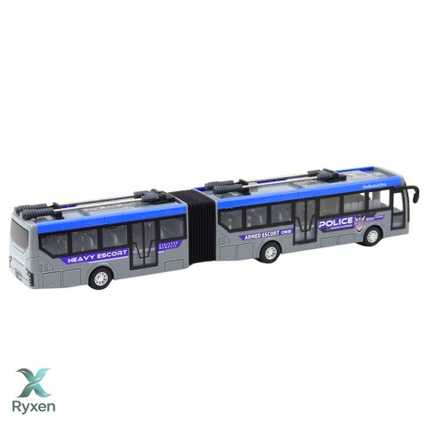 Autobus Policyjny Przegubowy Zdalnie Sterowany RC Światła Szary 1:32 LEAN TOYS