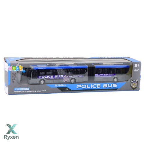 Autobus Policyjny Przegubowy Zdalnie Sterowany RC Światła Szary 1:32 LEAN TOYS