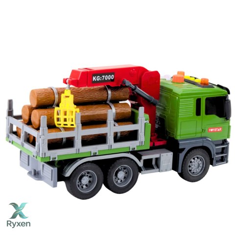 Ciężarówka Transport Drewna Dźwig Bale Drewna Światła Dźwięki LEAN TOYS