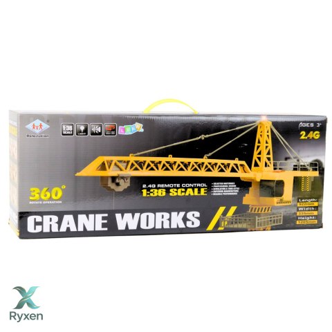 Dźwig Żuraw Zdalnie Sterowany RC Światła LED Obrót 360° 1:36 120 cm LEAN TOYS