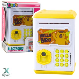 Elektroniczny Sejf Bankomat Skarbonka Na PIN Dla Dzieci Kapibara Żółty LEAN TOYS