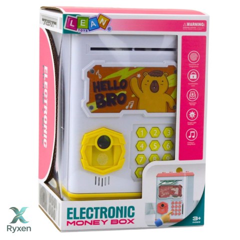 Elektroniczny Sejf Bankomat Skarbonka Na PIN Dla Dzieci Kapibara Żółty LEAN TOYS