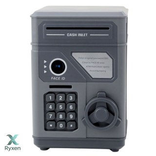 Elektroniczny Sejf Bankomat Skarbonka Na PIN Dla Dzieci Szary LEAN TOYS