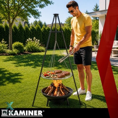 Grill ogrodowy trójnóg 167x58cm Kaminer KAMINER