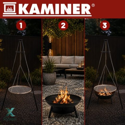 Grill ogrodowy trójnóg 167x58cm Kaminer KAMINER