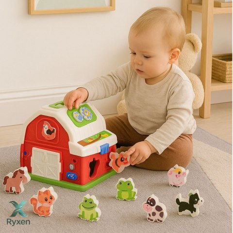 Interaktywny Domek Farma Muzyczna Stodoła Ze Zwierzętami Światła Dźwięki LEAN TOYS