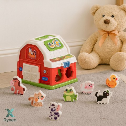 Interaktywny Domek Farma Muzyczna Stodoła Ze Zwierzętami Światła Dźwięki LEAN TOYS