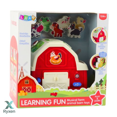 Interaktywny Domek Farma Muzyczna Stodoła Ze Zwierzętami Światła Dźwięki LEAN TOYS