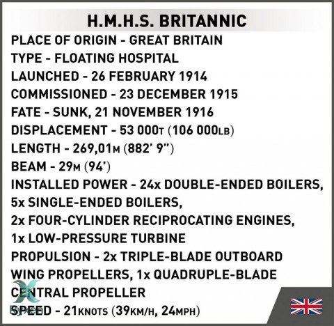 Klocki h.m.h.s. britannic 636 klocków COBI KLOCKI
