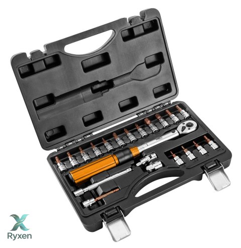Klucz dynamometryczny dwukierunkowy 1/4", 5-25Nm, zestaw 21 szt. NEO TOOLS